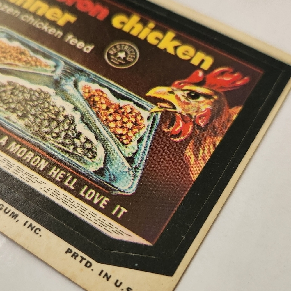 Vintage 1974 Topps Wacky Packages Moron Chicken Dinner Sticker Card 11th Series - Picture 9 of 11